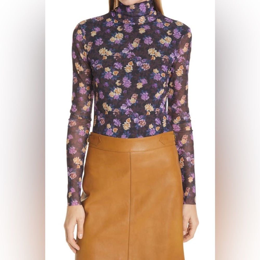 NWT Baum Und Pferdgarten Jodi Print Mock Neck Mesh Top